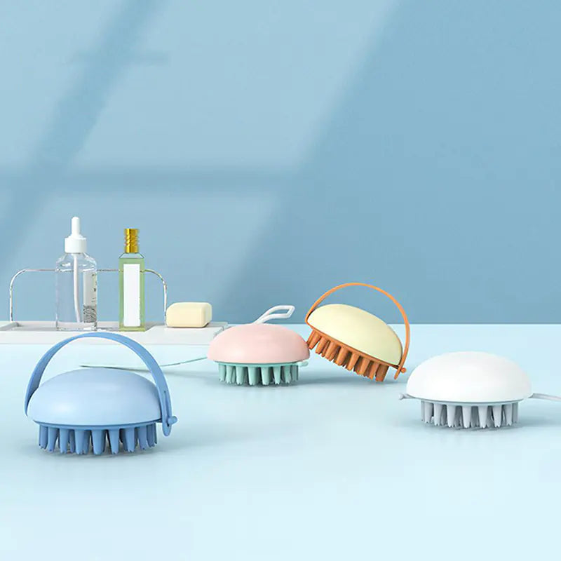 2-in-1 Pet Bath Brush & Shampoo Dispenser – Soft Silicone Grooming Massager for Cats & Dogs | Ergonomic Scrubbing Brush for Washing & Deshedding