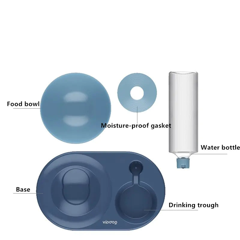 2-in-1 Automatic Pet Feeder & Waterer Bottle – Anti-Tipple Double Food Bowl for Cats & Dogs | 400ml Capacity