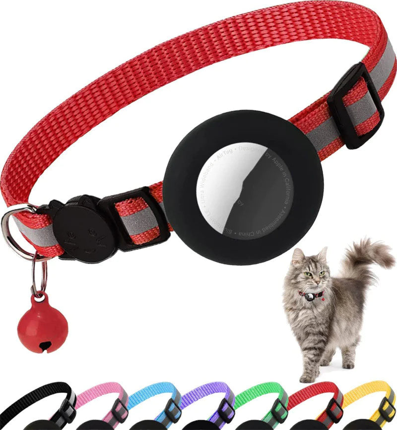 Reflective Cat & Puppy Collar – High-Visibility Striped Safety Collar | Durable PU Leather Pet Neckband with Safety Buckle