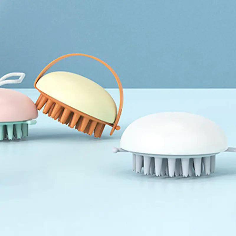 2-in-1 Pet Bath Brush & Shampoo Dispenser – Soft Silicone Grooming Massager for Cats & Dogs | Ergonomic Scrubbing Brush for Washing & Deshedding