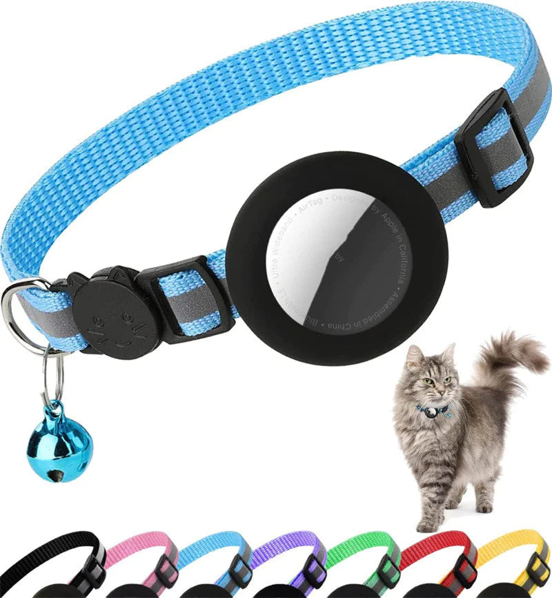 Reflective Cat & Puppy Collar – High-Visibility Striped Safety Collar | Durable PU Leather Pet Neckband with Safety Buckle