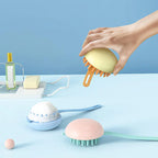 2-in-1 Pet Bath Brush & Shampoo Dispenser – Soft Silicone Grooming Massager for Cats & Dogs | Ergonomic Scrubbing Brush for Washing & Deshedding