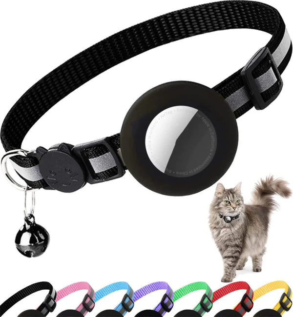 Reflective Cat & Puppy Collar – High-Visibility Striped Safety Collar | Durable PU Leather Pet Neckband with Safety Buckle
