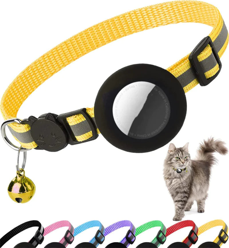 Reflective Cat & Puppy Collar – High-Visibility Striped Safety Collar | Durable PU Leather Pet Neckband with Safety Buckle