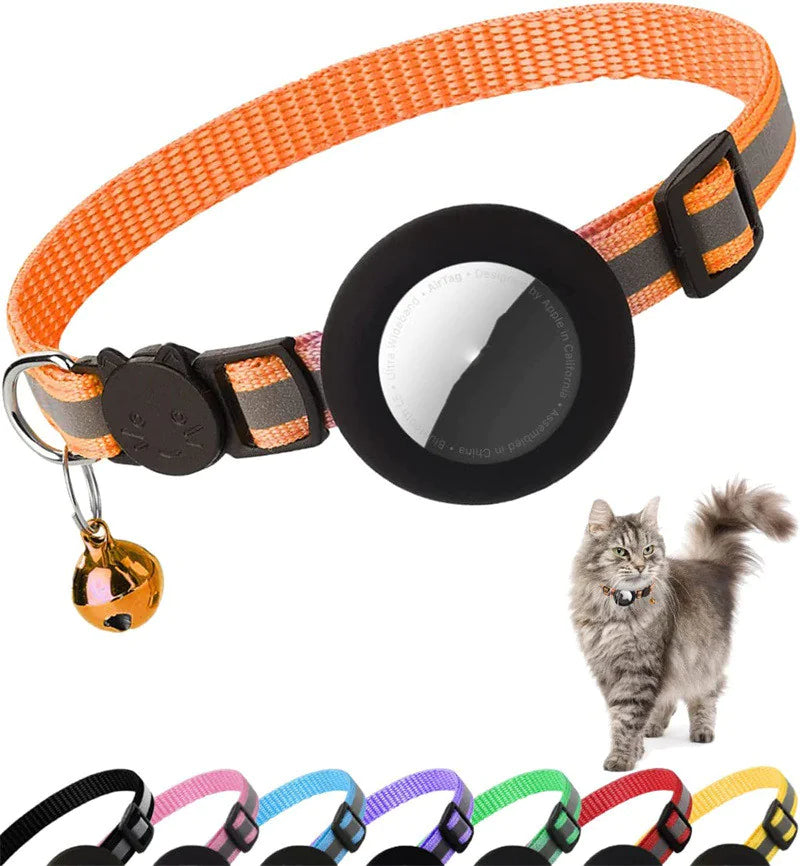 Reflective Cat & Puppy Collar – High-Visibility Striped Safety Collar | Durable PU Leather Pet Neckband with Safety Buckle