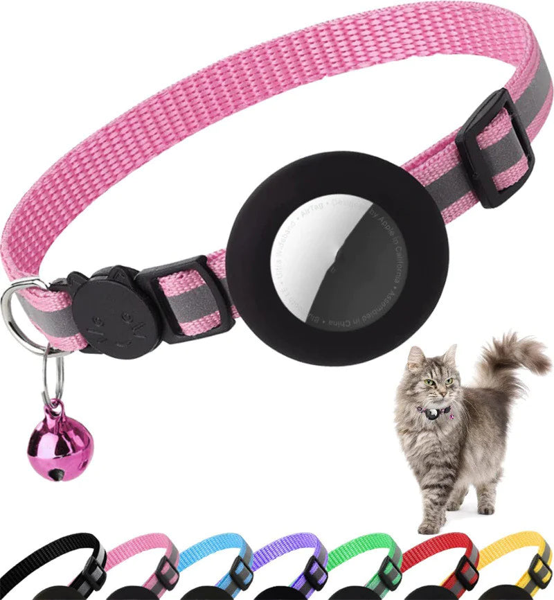 Reflective Cat & Puppy Collar – High-Visibility Striped Safety Collar | Durable PU Leather Pet Neckband with Safety Buckle